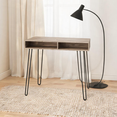 Bureau avec pieds en épingle noirs, structure en métal, 40 pouces et bureau à domicile avec rangement ouvert