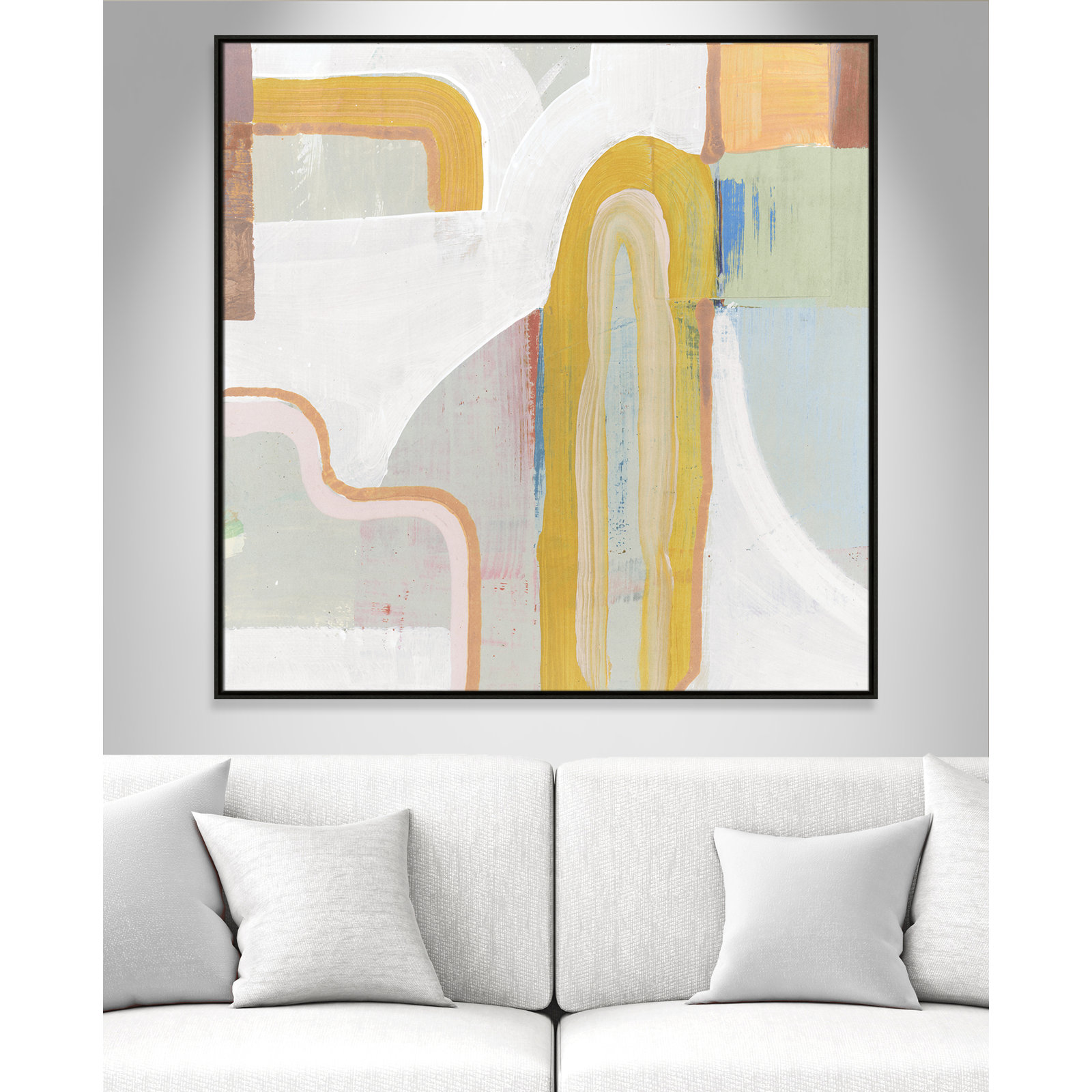 Copeland "Together Again II" Painting by Cartissi, 46.5" H x 46.5" W x 2" D, Espresso