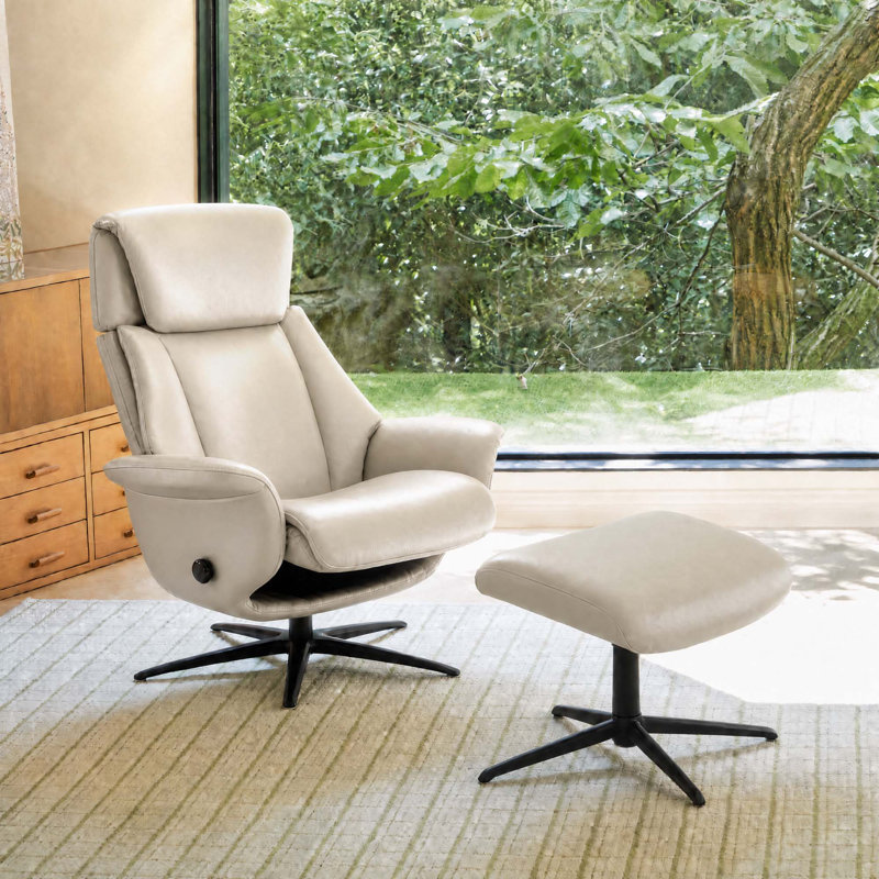 Fauteuil inclinable pivotant de 32,3 po avec repose-pieds, rotation à 360 degrés et dossier inclinable, Gris clair