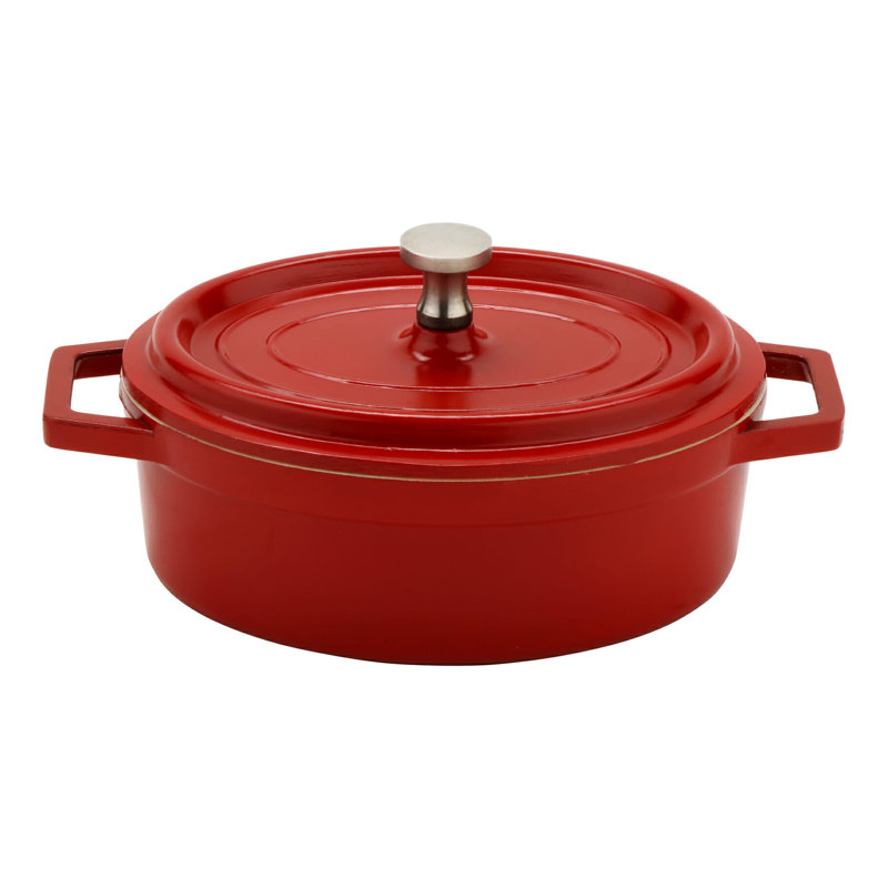 G.E.T. Non-Stick Cast Aluminum Oval Dutch Oven, Red, 0.375 Qt.
