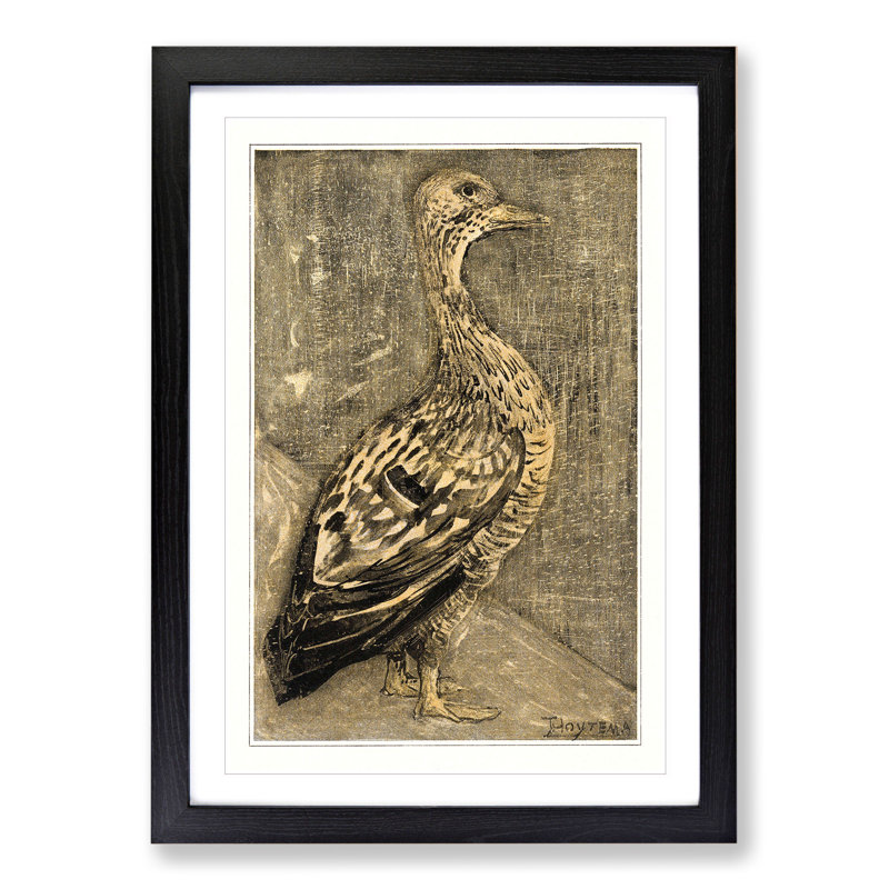 Standing Duck by Theo Van Hoytema - Picture Frame Painting, 48cm H x 36cm W x 2cm D, Black