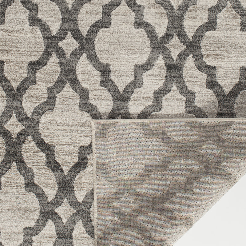 Tapis blanc / gris argenté Keynsham, Rectangle 7 pi 10 po x 9 pi 10 po