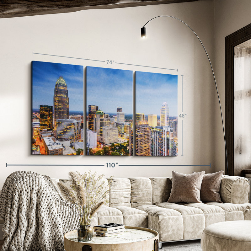 «Charlotte Uptown Skyline» sur toile, H 48 po x l 74 po