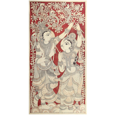 Radha Krishna dansant | Kalamkari, peinture sur coton