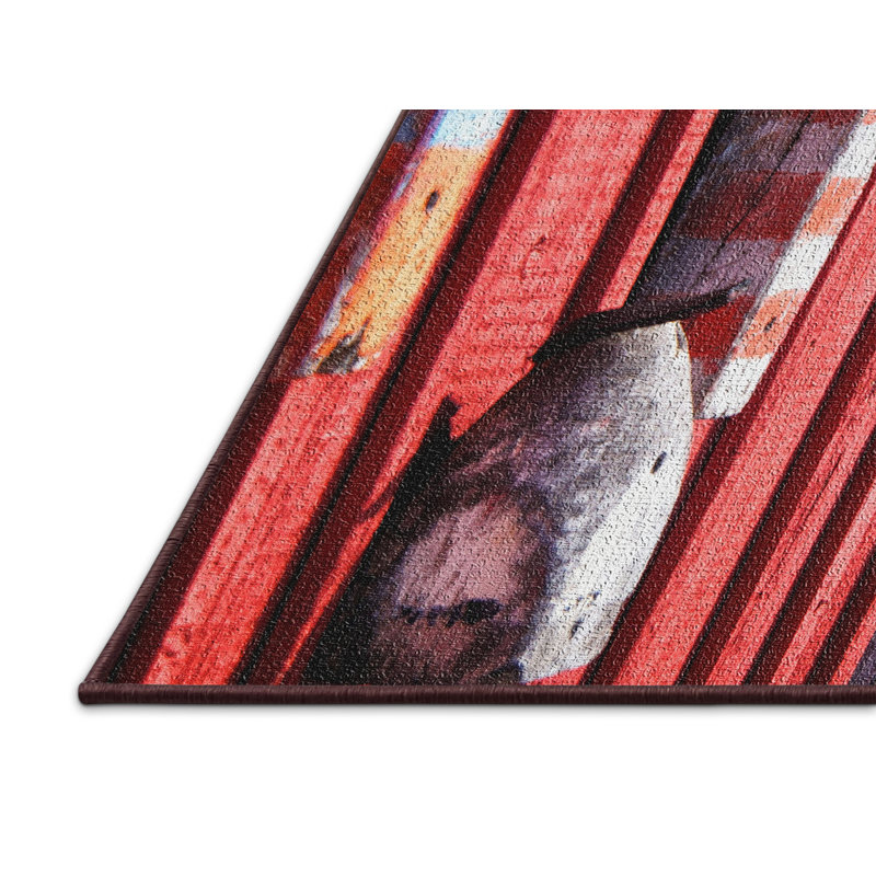 Tapis rouge de style nautique, Rectangle 4 pi x 6 pi