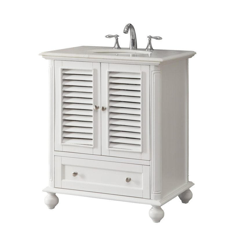 Meuble-lavabo simple 30 po Falite, Blanc antique