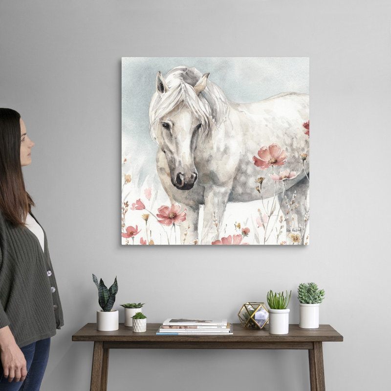Art sauvage sur toile, "Chevaux sauvages", Toile tendue, H 30 po x l 30 po x P 1 po