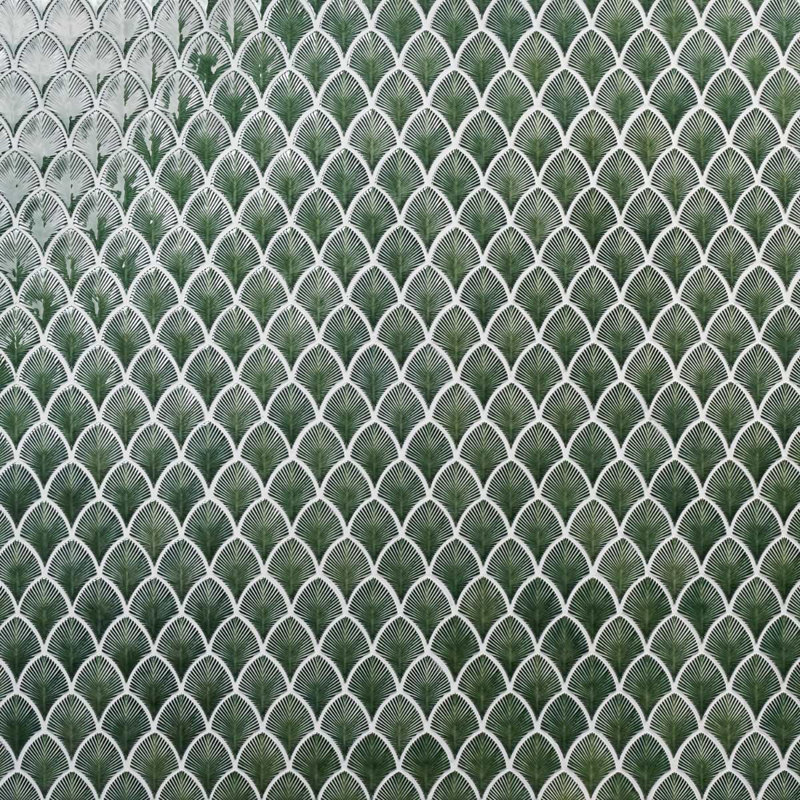 Nabi Fishscale 3X4" Crackled Glossy Glass Mosaic Tile, Deep Emerald Green