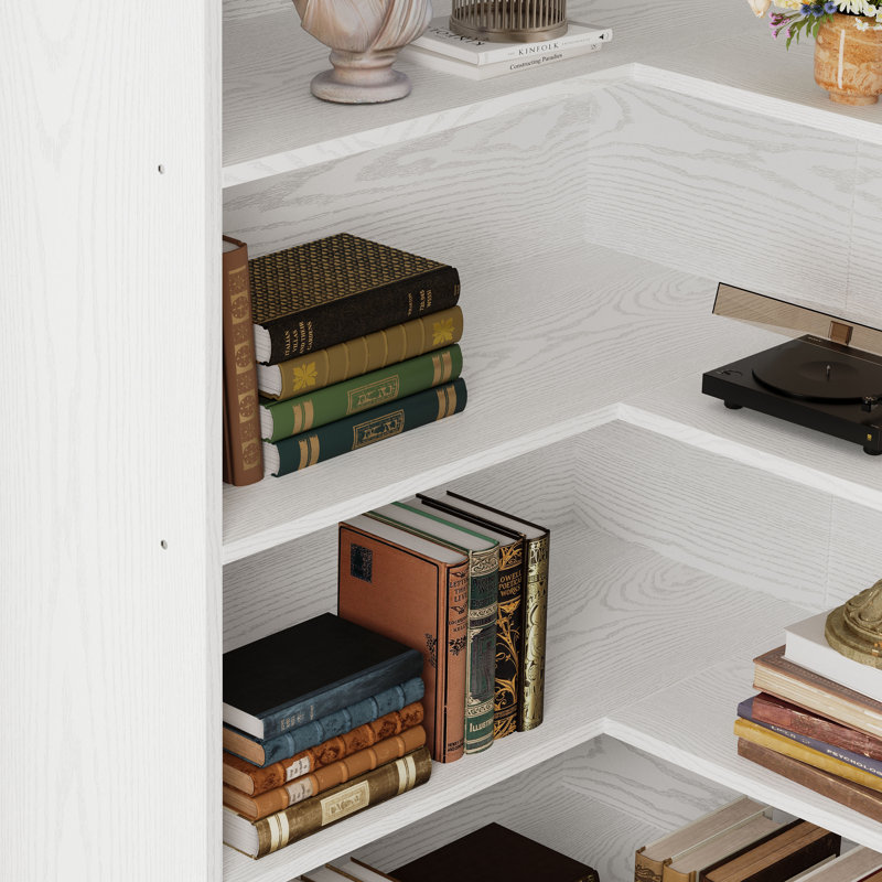 82.6" Corner Bookshelf with Doors, 6 Tier Large Corner Bookcase