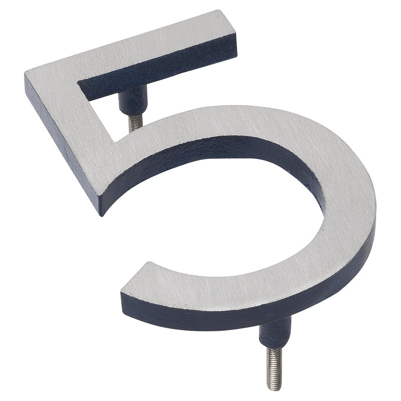 10 po numéro de maison à fixation flottante à plat, Nickel satiné / marine