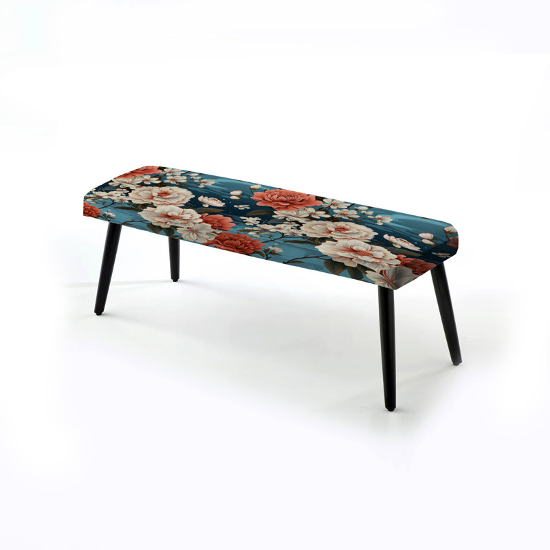 Motif floral Rhododendron Blooms - Banc noir rembourré floral