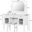 Meuble-lavabo de 44,4 po avec grand miroir réglable de 28,4 po, 5 tiroirs de rangement, 2 compartiments d'armoire, design contemporain blanc, différentes armoires pivotantes pour station de maquillage, finition, espace