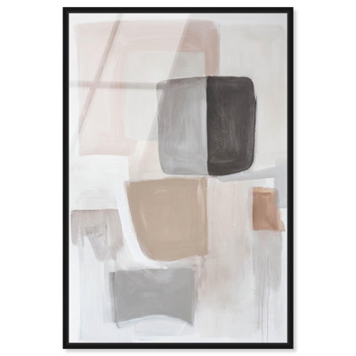 "In Soft Shapes", art mural en verre acrylique ultrabrillant Mid-Century abstrait par Art Remedy, cadre noir, 30 x 45