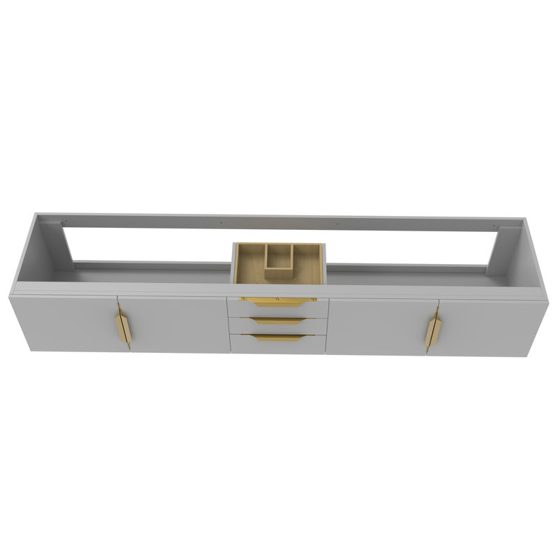  Base de meuble-lavabo double 84 po Alpine, Gris/doré