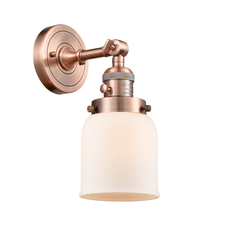 Bell - 1 Light 5" Sconce, 60 Watt Vintage Incandescent Bulb, Matte White Cased, Antique Copper