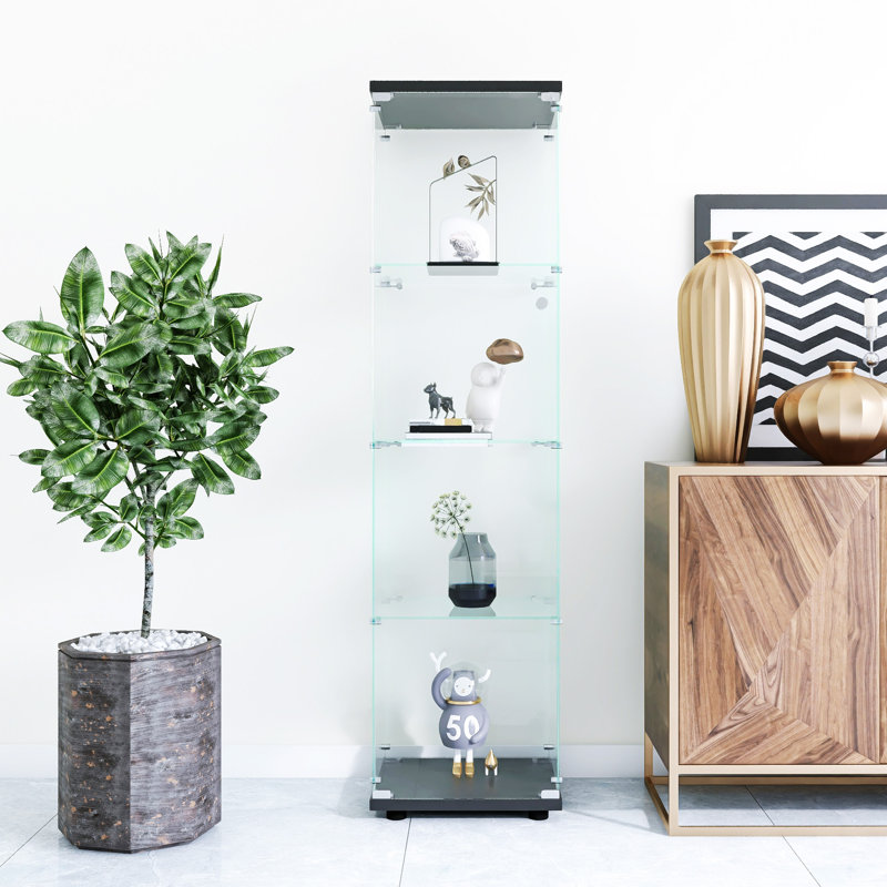 Vitrine en verre 4 tablettes avec porte