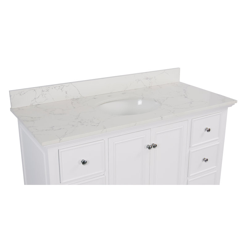 Ensemble de meuble-lavabo simple 48 po Ferdinand, Blanc, Marbre d'ingénierie