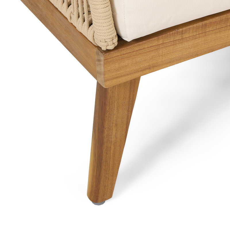 Outdoor Wood Club Chair With Weather- Rope Material, 28.81" X 27.36" 31.42 Weave - Design, 28"w 27"d 31.5"h