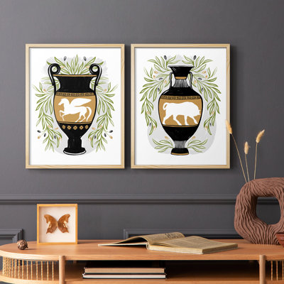 Vases grecs III - reproduction encadrée de qualité supérieure - prêt à être accroché - aucun clou requis - aucun clou requis