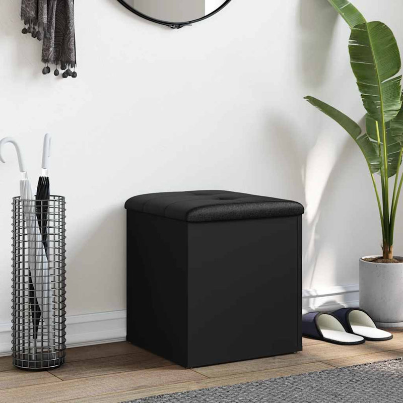 Engineered Wood Storage Bench, 45 cm H x 42 cm L x 42 cm D, Black