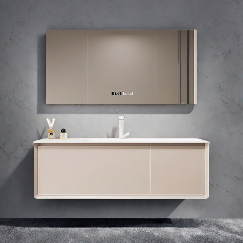 Armoire de salle de bain simple de style crème, H 19,68 po x l 55,11 po x P 21,65 po