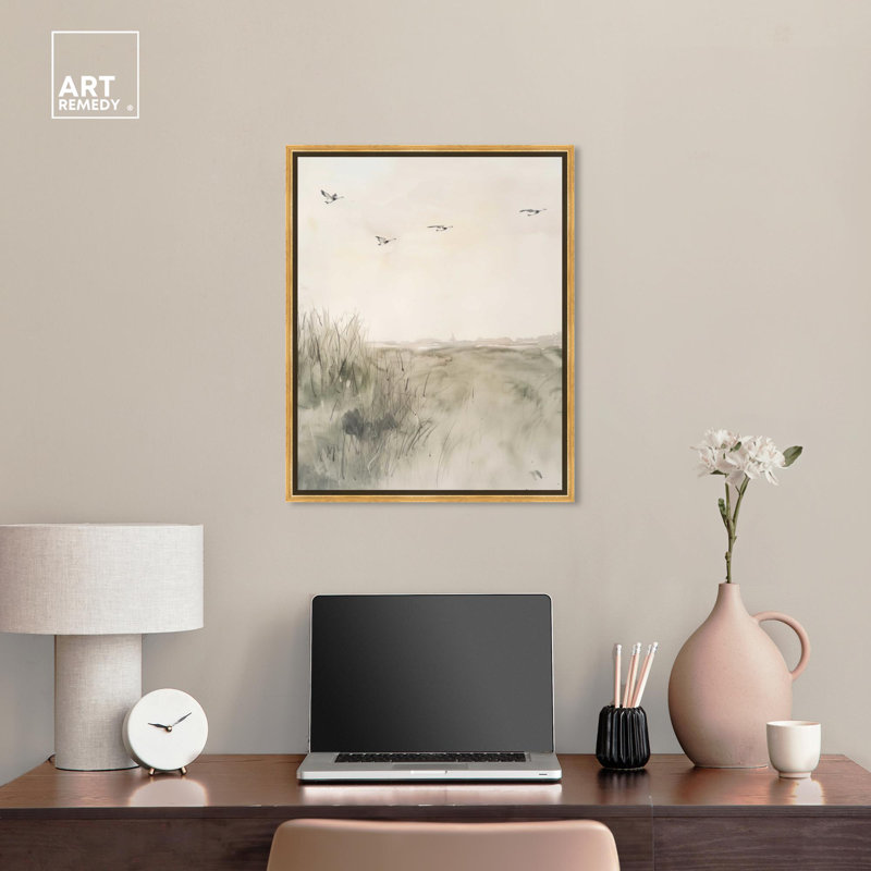 Gaviotas Gold Framed Abstract Canvas Wall Art, 20" x 16"