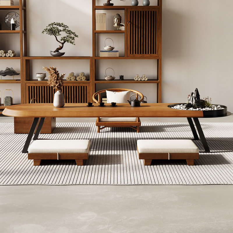 Tables basses ovales en bois massif BROWN, H 13,78 po x L 70,87 po x l 23,62 po