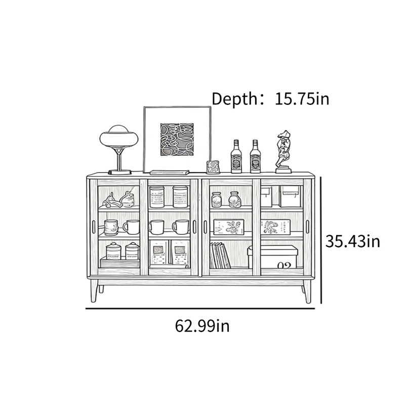 Armoire d'appoint Simple, H 35,43 po x l 62,99 po x P 15,75 po