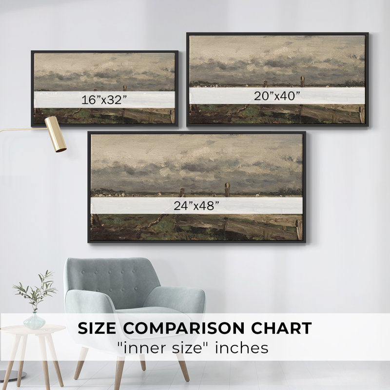 Série paysage -MXCIV- Toile tendue avec châssis encadré - Prêt à être accroché, Noir, H 17 po x l 33 po