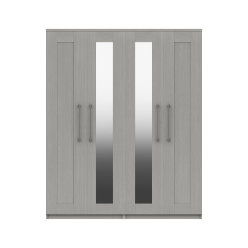 Alishma 4 Door Manufactured Wood Wardrobe, Light Grey