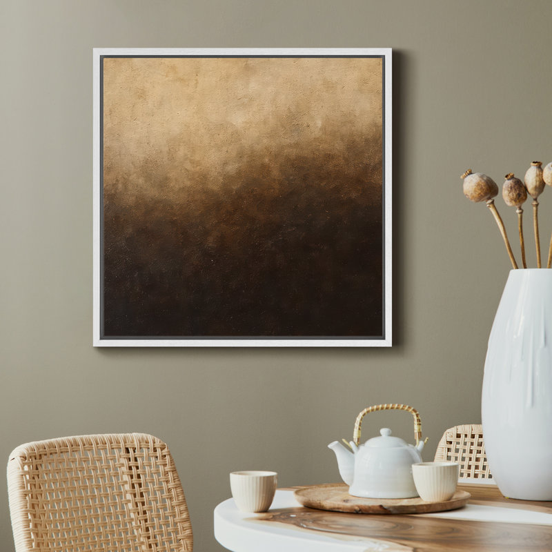 Reproduction de paysage abstrait encadrée sur toile murale pour décor de salon, H 24,8 po x l 24,8 po, Blanc