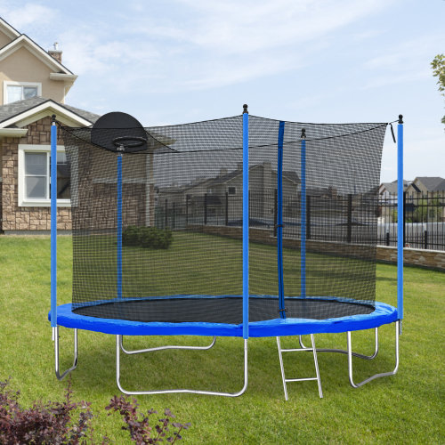 Howcoolmall Round Backyard Trampoline with Safety Enclosure | Wayfair