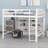 Solid Wood Full Size Loft Bed With 8 Open Storage Shelves, Built-In Ladder And Full-Length Guardrails-697164769