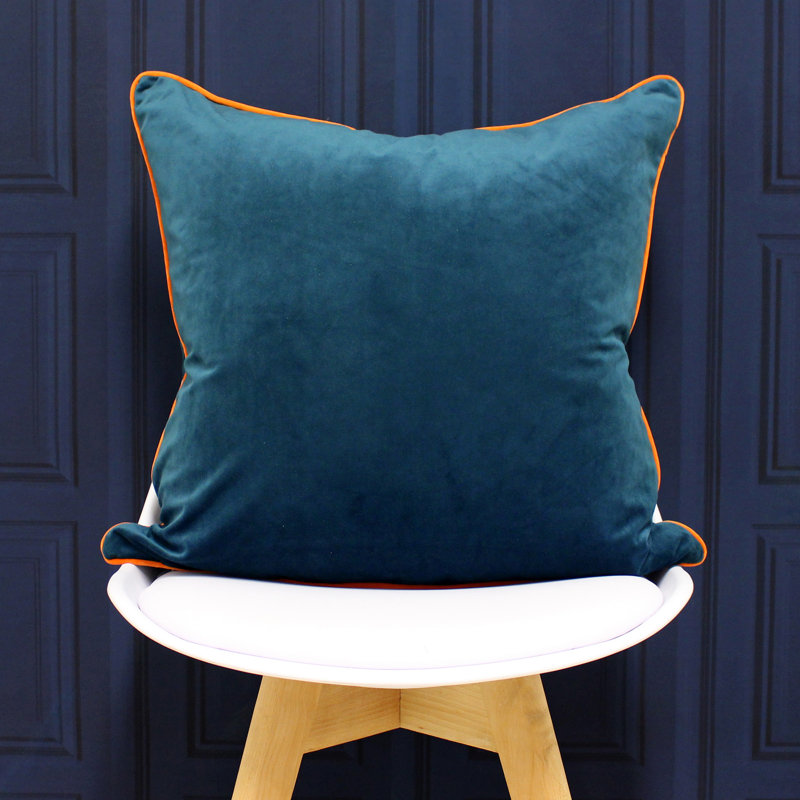 Oliver Square Throw, Teal/Clementine, Pillow Cover Only - No Insert