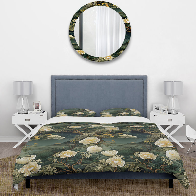 Literie Natures Harmony II, Housse de couette pour grand lit et 2 taies décor