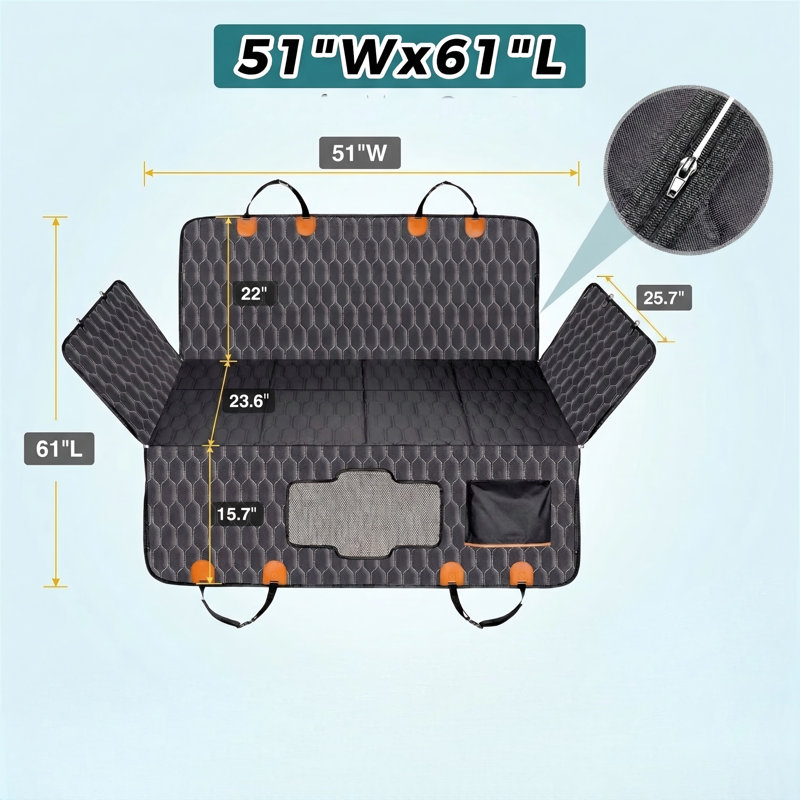 Système d'extension de siège arrière pour chien d'une capacité de 400 lb, housse de siège de voiture à base rigide imperméable, conception détachable, matériau 600D robuste, anti-rayures et antidérapant pour hamac pour animaux de compagnie