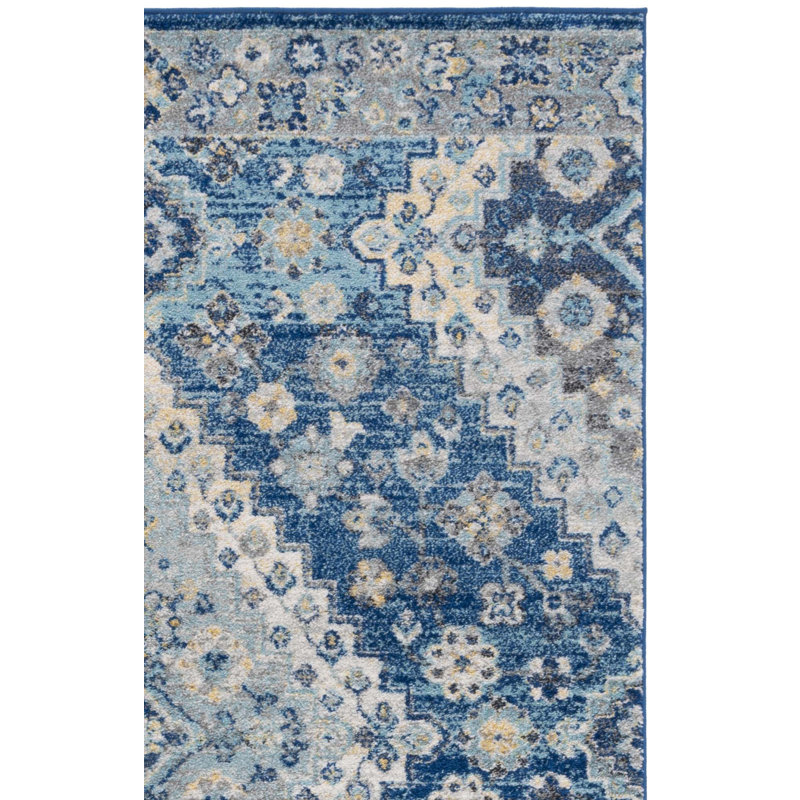 Tapis oriental bleu marine Christa, Tapis de couloir 2 pi 3 po x 12 pi