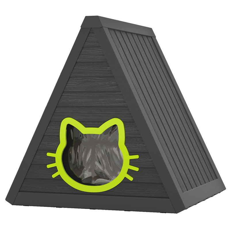 Maison pour chat triangulaire en résine, Noir