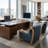 Curva Luxe Boucle Accent Chair with Navy Upholstery and Natural Wood Arms, Mid-Century Modern Lounge Chair-1440418710-1434636300