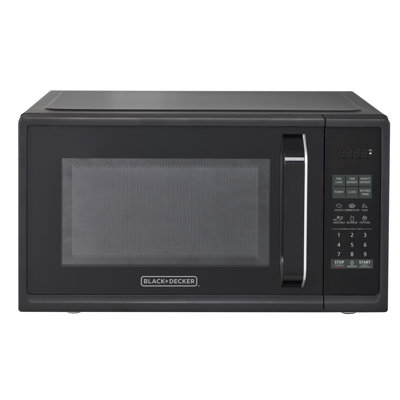 Black Modern Stainless Steel Finish 0.9 cu. ft. 900-Watt Microwave Oven With Multi-Stage Cooking