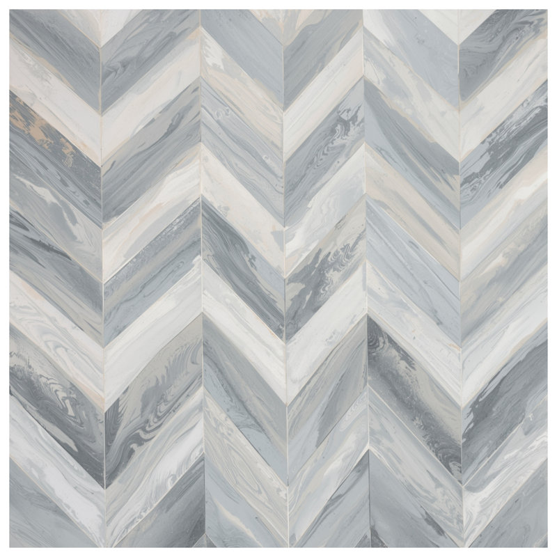Gray Chevron Marble Texture Duvet Covers, Twin