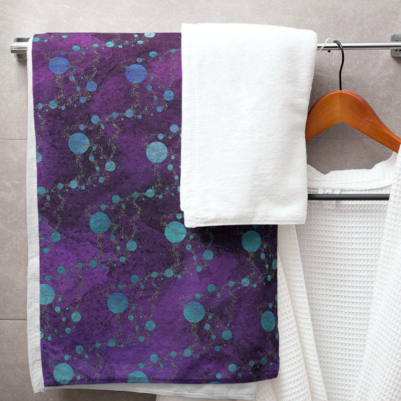 Serviette de bain Planets and Stars, Mauve / bleu
