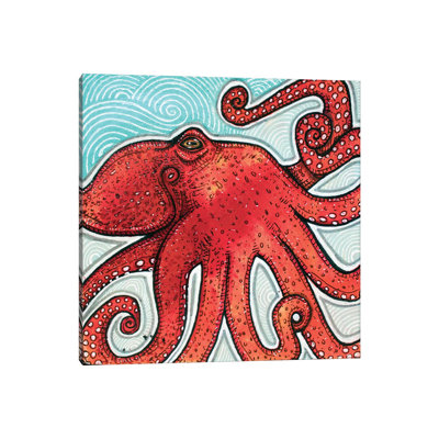 Little Red Octopus by Lynnette Shelley - Wrapped Canvas Painting