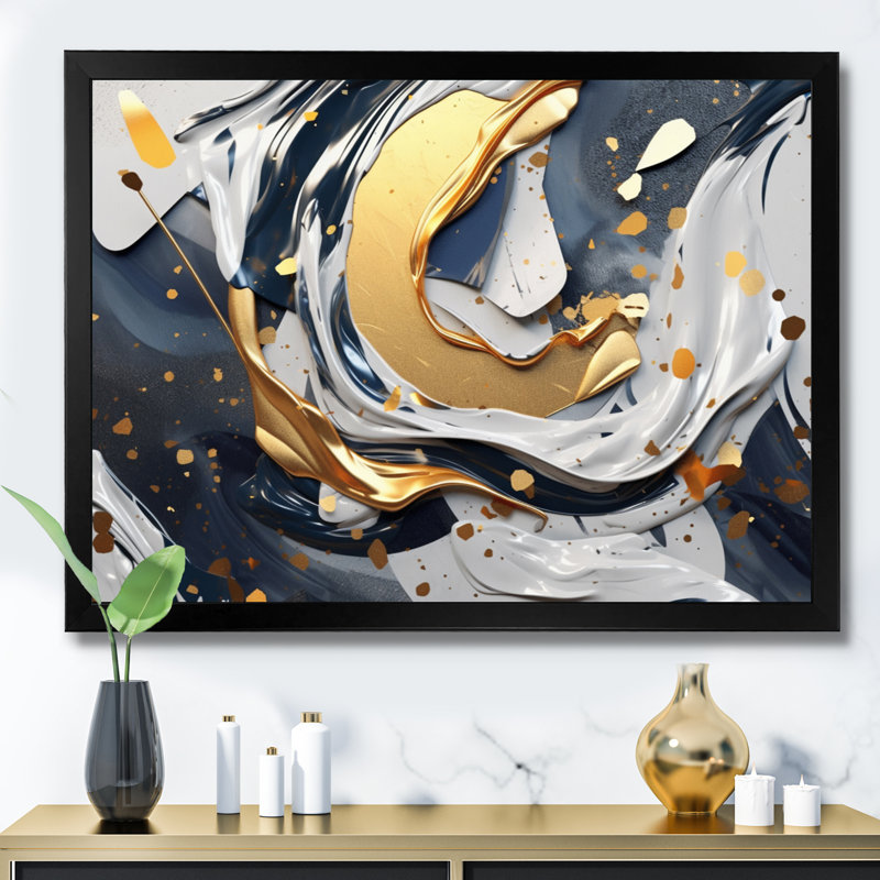 Grey and Gold Transcendent Impressions IV, H 24 po x l 32 po x P 1 po, Cadre photo noir simple