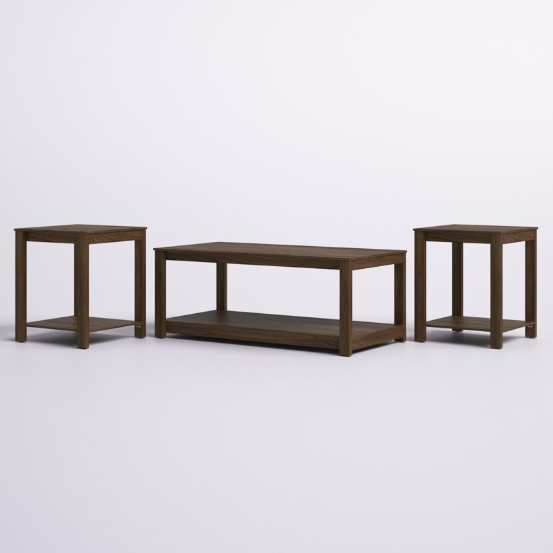 Ensemble de tables basses 3 pièces Lareine, Brun