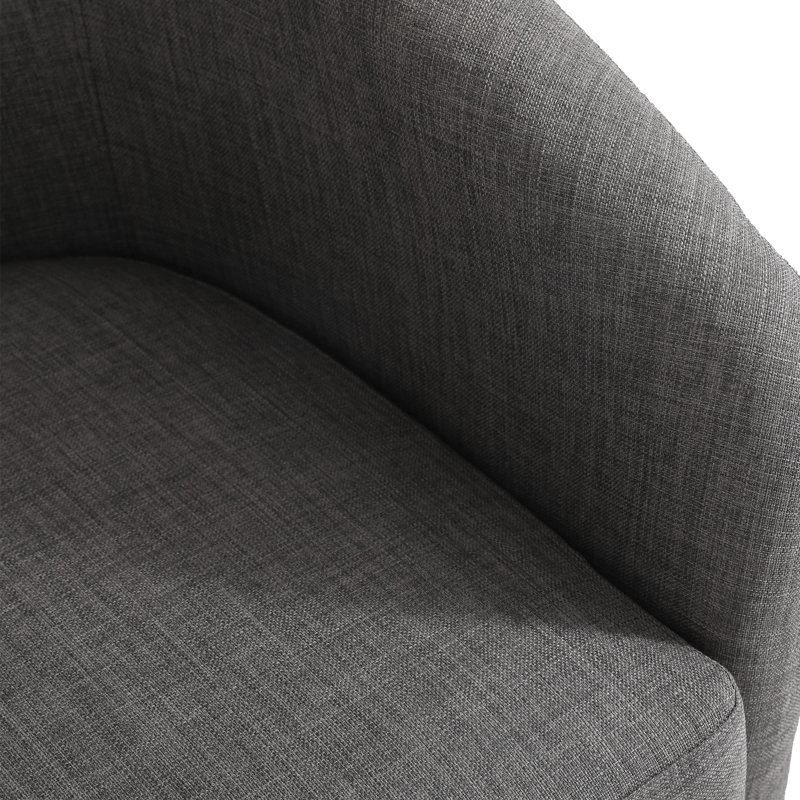 Applewold Upholstered Gray Cotton Blend Swivel Barrel Chair with Solid Wood Base, Gray Linen Blend