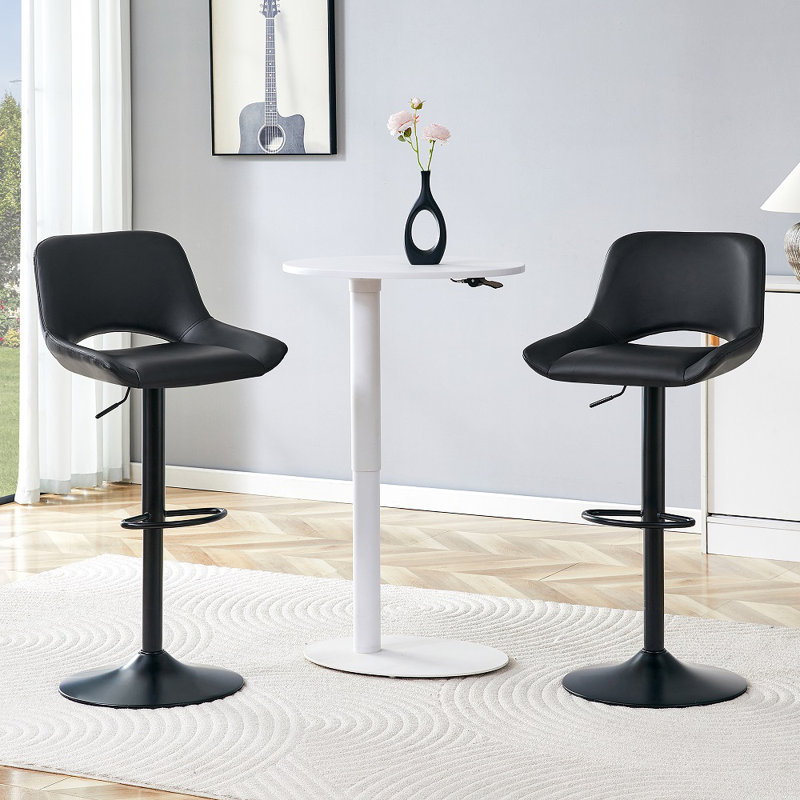 Ensemble de 2 tabourets de bar pivotants à hauteur réglable, tabourets de comptoir revêtus de lin pour bar et îlot de cuisine
