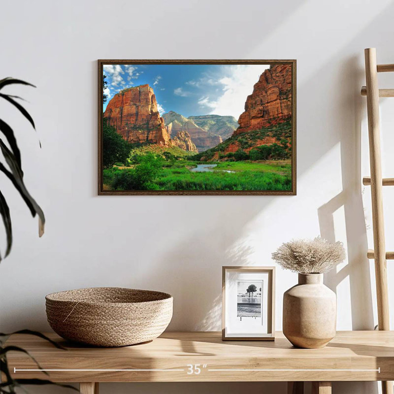 Canyons du parc national de Zion, 19 po x 13 po, Cadre flottant noyer
