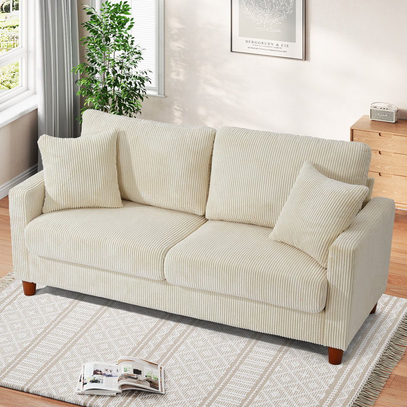 Quinston 2 Seater Corduroy Sofa, Beige