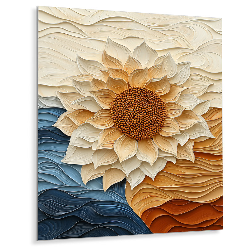 River Harmony Of A Sunflower Dream III - Floral Metal Wall Decor, Sunflower Metal Print, 44" H x 34" W x 0.84" D